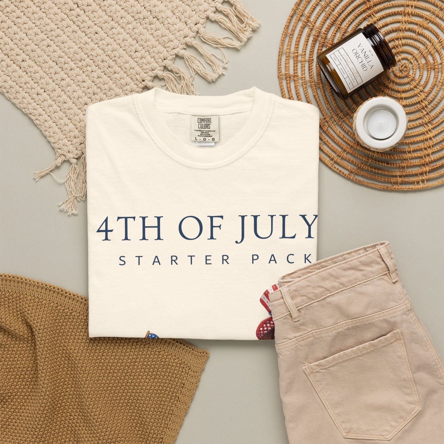 T-Shirt — "4th of July Starter Pack" Patriotic Dachshund Hot Dog Graphic Tee