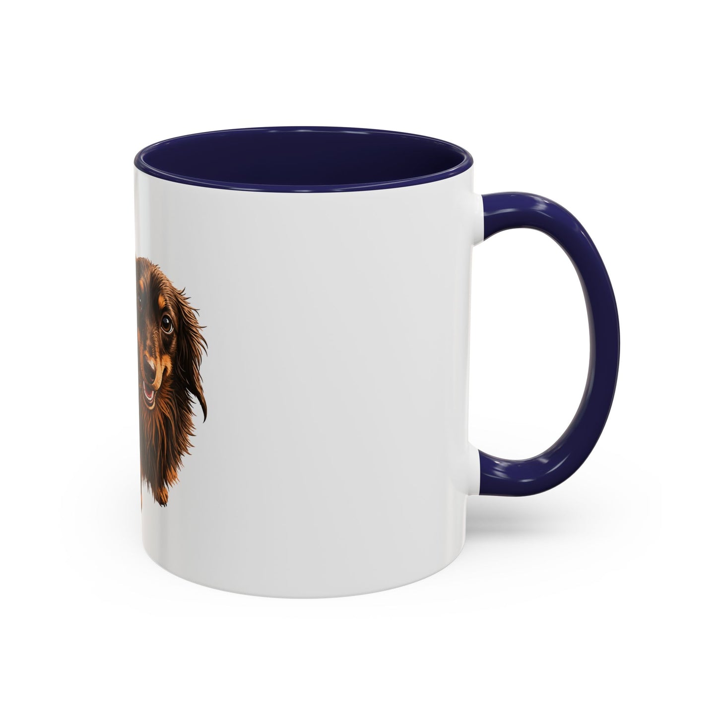 Dachshund Coffee Mug — Cute Long-Haired Wiener Dog Accent Mug (11/15oz)