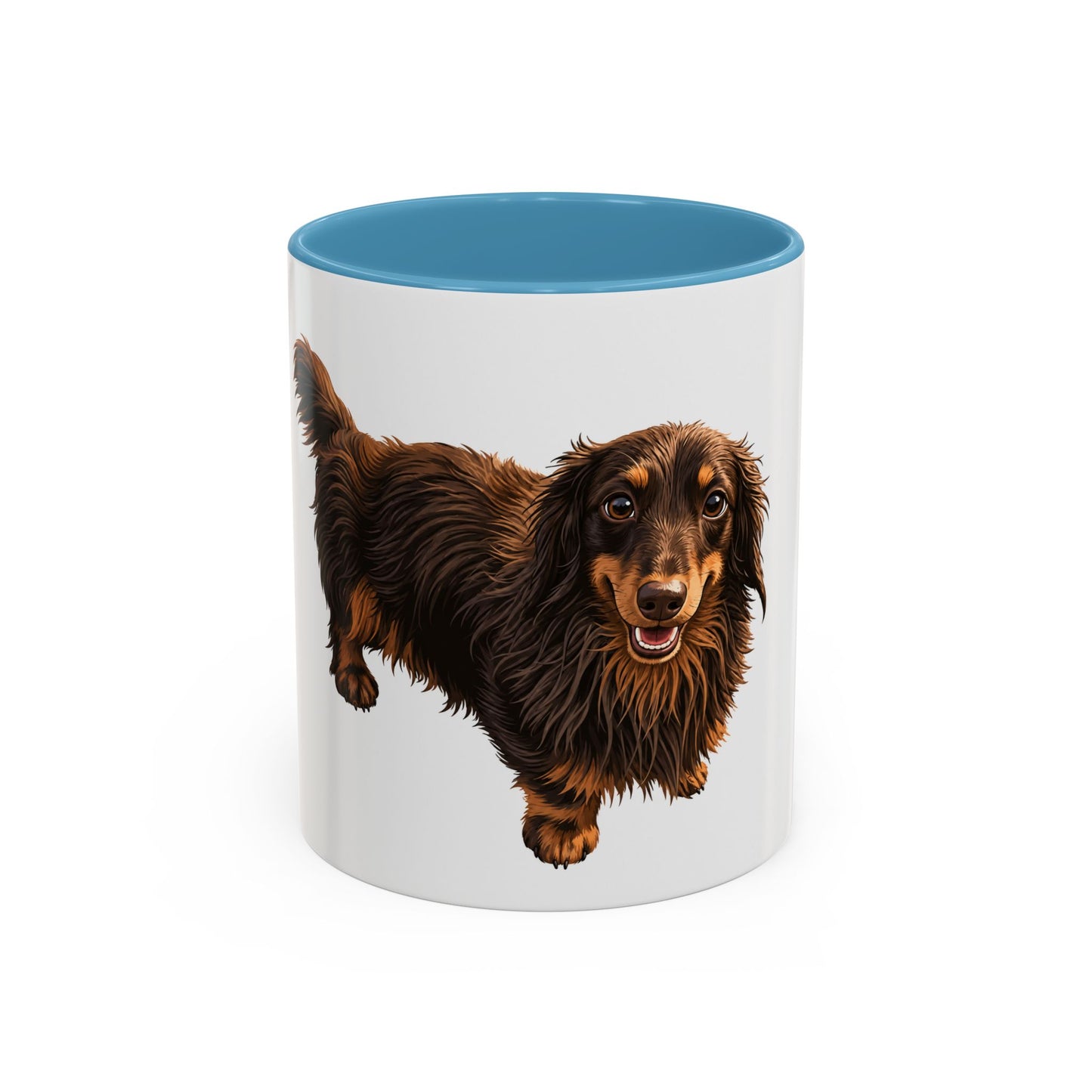 Dachshund Coffee Mug — Cute Long-Haired Wiener Dog Accent Mug (11/15oz)
