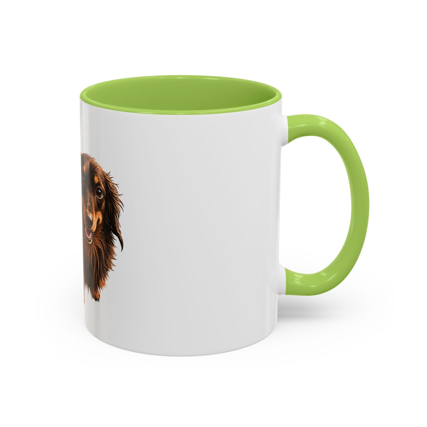 Dachshund Coffee Mug — Cute Long-Haired Wiener Dog Accent Mug (11/15oz)