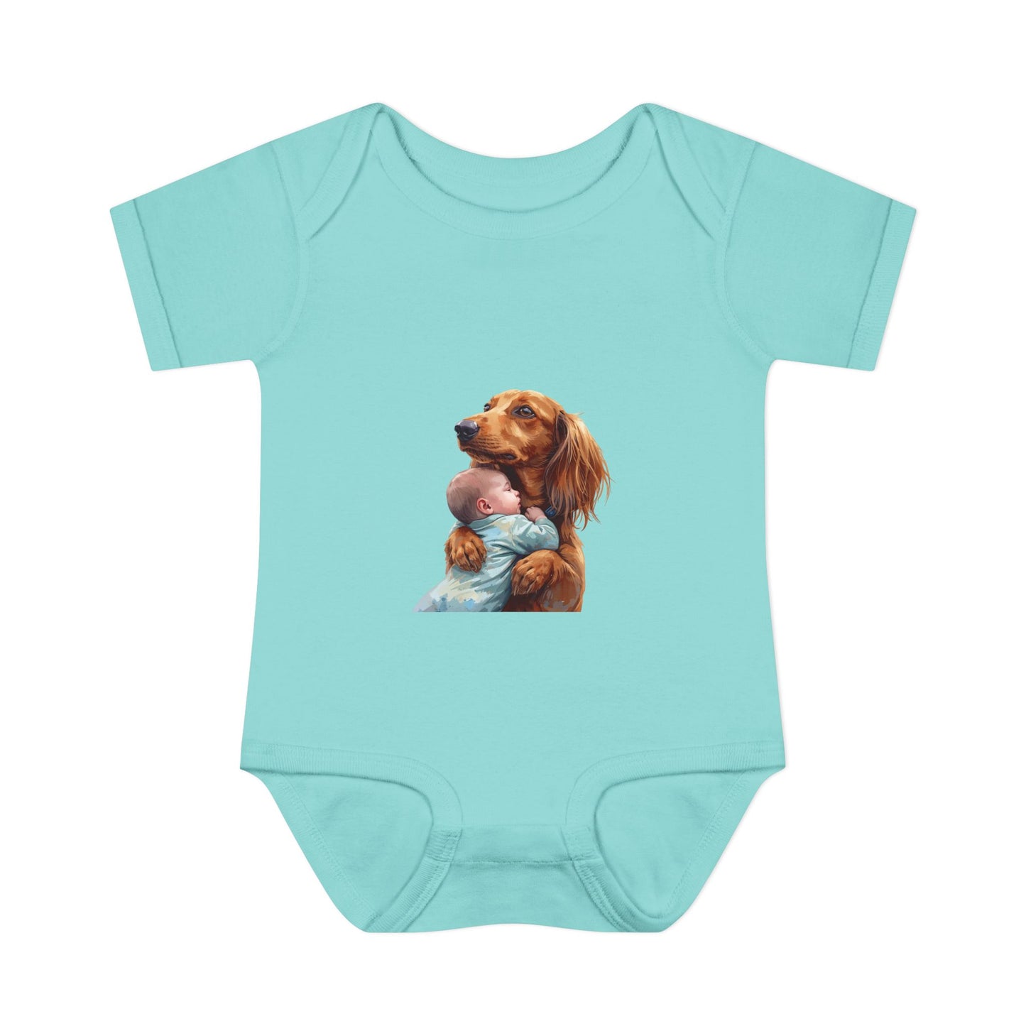 Baby Bodysuit with Dachshund Holding Newborn – Cute Infant Onesie Gift