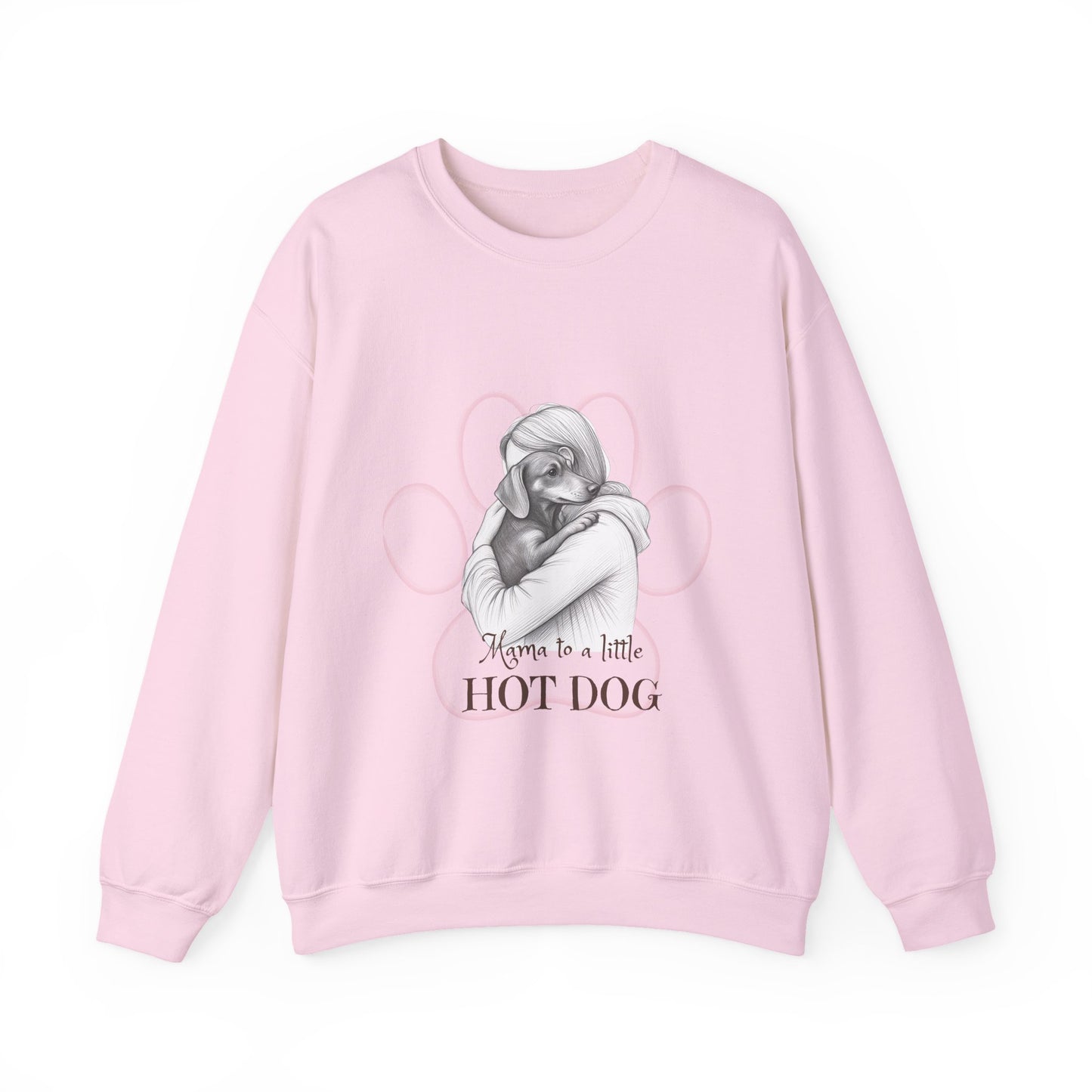 “Mom to a Little Hot Dog” Crewneck Sweatshirt — Cute Dachshund Graphic Pullover
