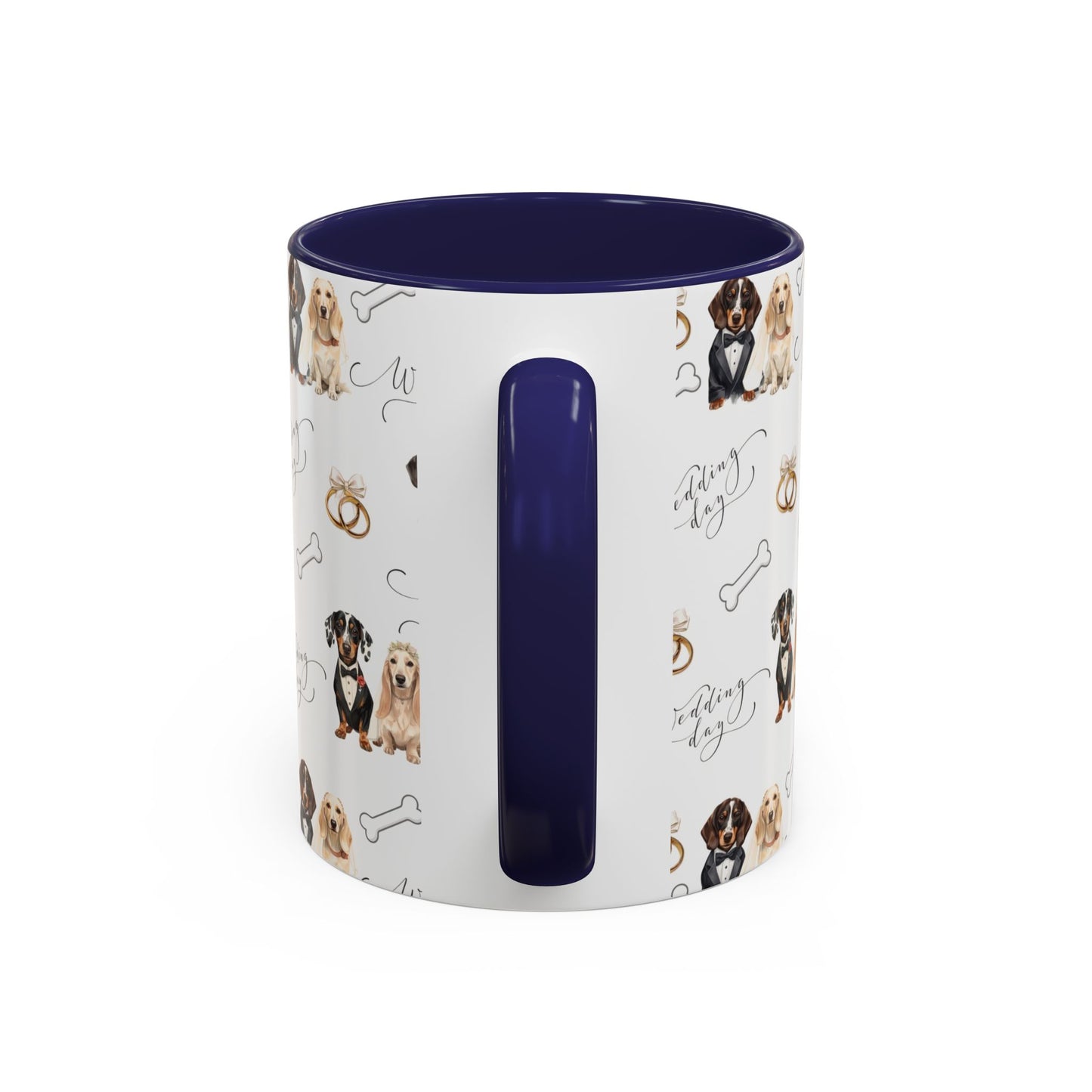 Wedding Dogs Coffee Mug — Cute Dachshund & Golden Retriever Pattern with 'Wedding Day' Accents (11/15oz)