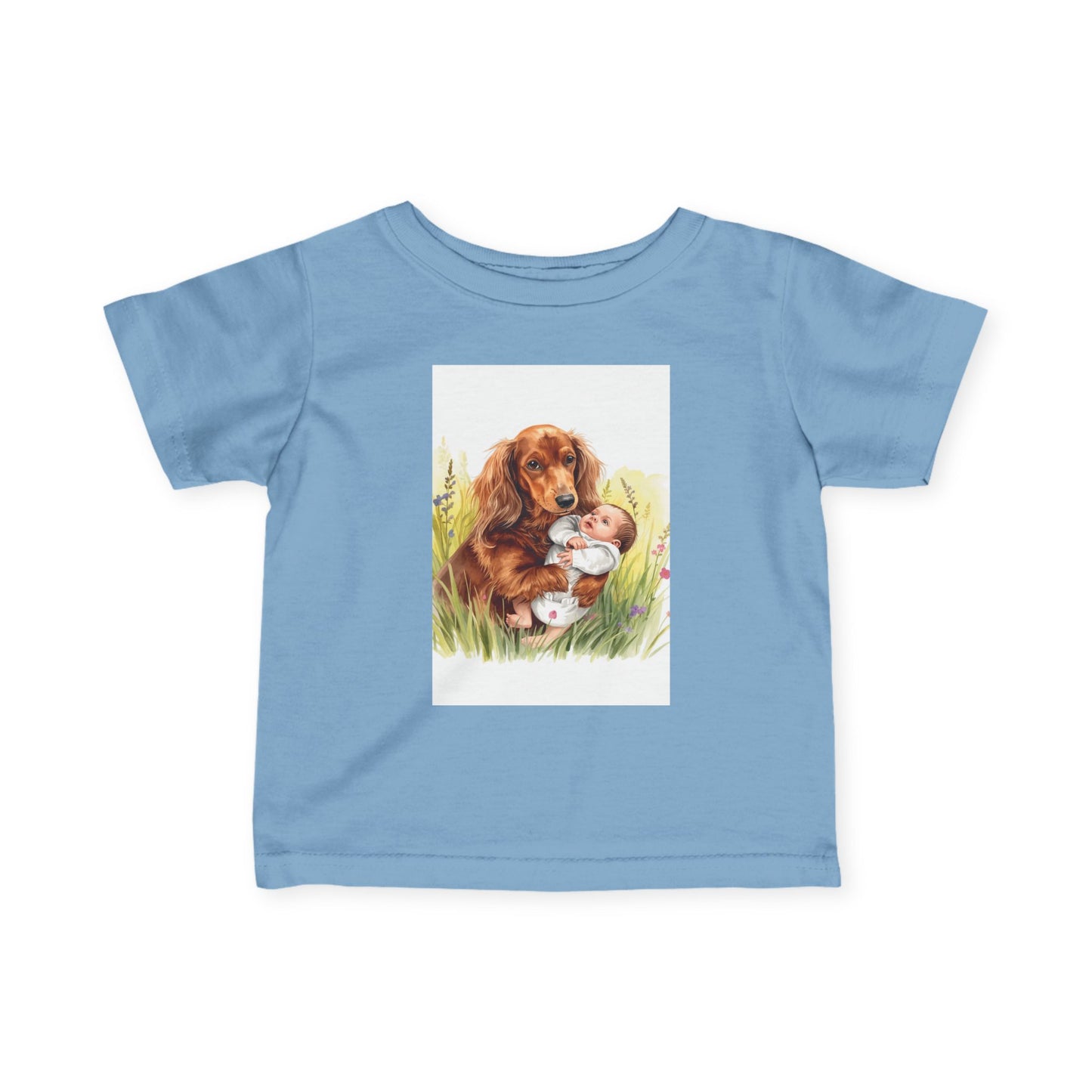 Infant Tee with Puppy and Baby Duckling Illustration — Cute Newborn Baby Shirt