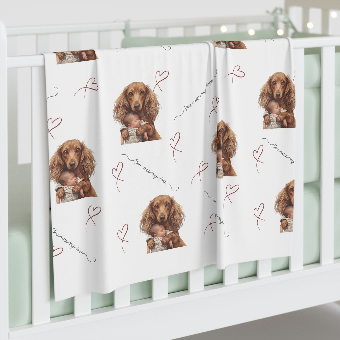 Dachshund Baby Swaddle Blanket – Cute Puppy Hearts Newborn Wrap