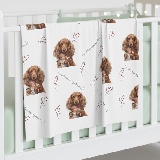 Dachshund Baby Swaddle Blanket – Cute Puppy Hearts Newborn Wrap