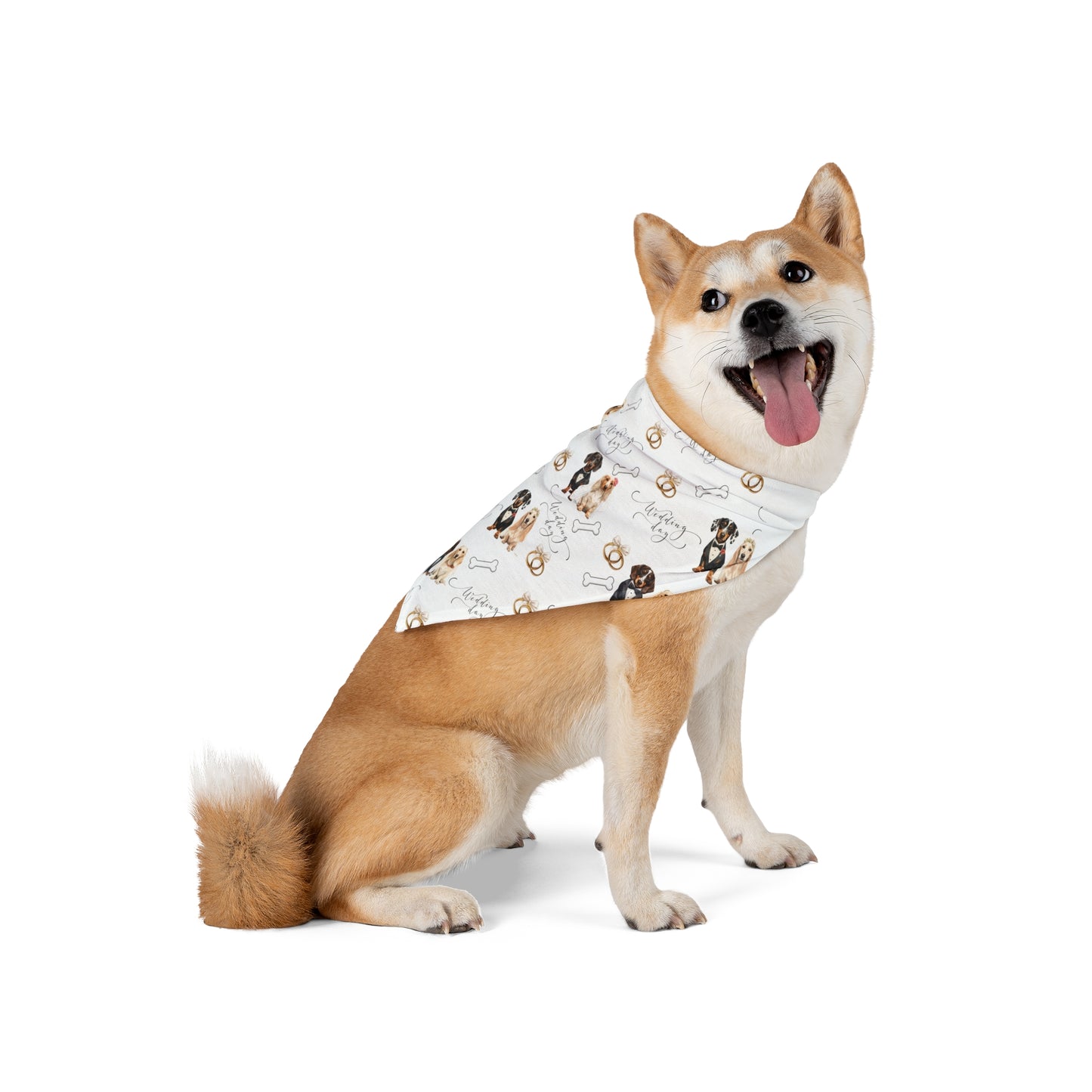 Dog Pattern Pet Bandana — Cute Puppies & Bones Print