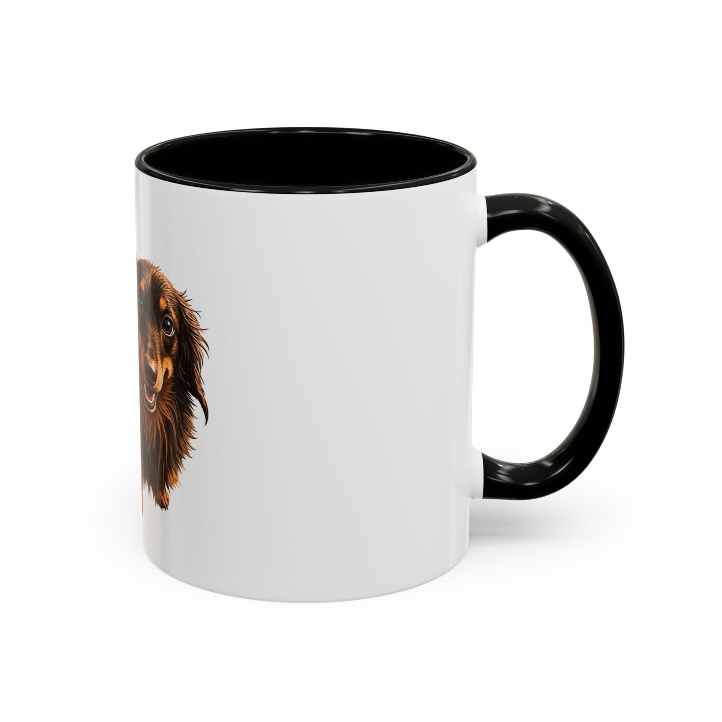Dachshund Coffee Mug — Cute Long-Haired Wiener Dog Accent Mug (11/15oz)
